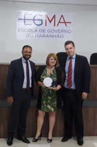 Ouvidora Samira Simas com o secretário de Transparência e Controle, Rodrigo Lago e o adjunto Steferson Ferreira
