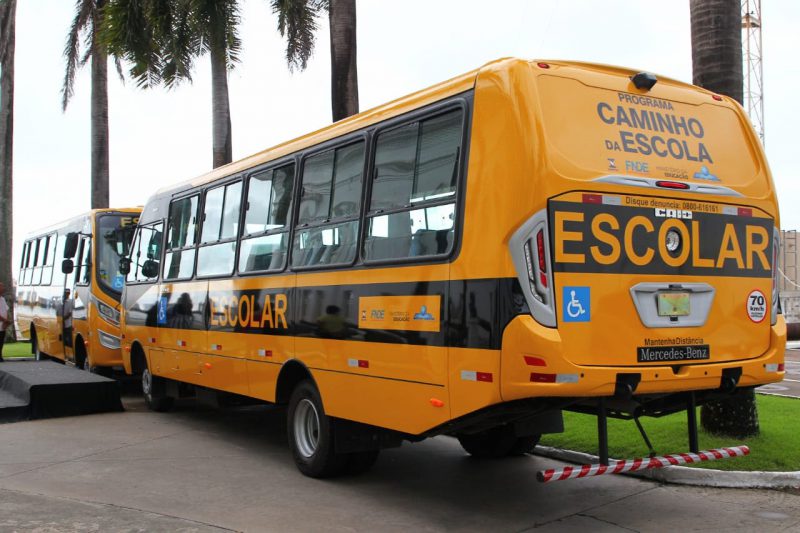Ônibus escolares que vão atender estudantes da região Sul do Maranhão (Foto: Gilson Teixeira)